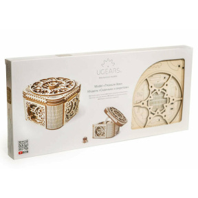Puzzle 3D din lemn mecanic, Ugears, Cutia Comorii, 190 piese