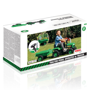Tractor cu pedale și remorcă Ranchero verde negru, Dolu
