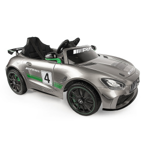 Mașină electrică Mercedes-Benz GT4, argintie