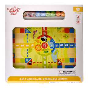 Jocuri din lemn 2 in 1 Ludo Snakes