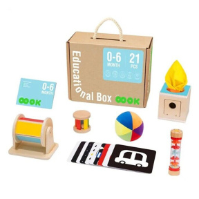 Развивающий деревянный набор с игрушками 0-6 месяцев