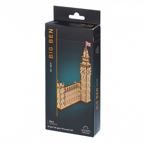 Puzzle 3D din lemn mecanic, Ugears,  Mini Turnul Big Ben, 63 piese