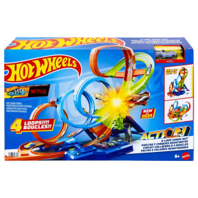 Set de joacă pistă Hot Wheels Action 4-Loop Crash Out