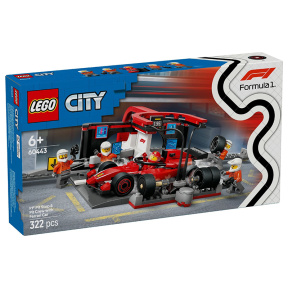 Конструктор LEGO City F1 Pit Stop и команда пит-стопов с автомобилем Ferrari