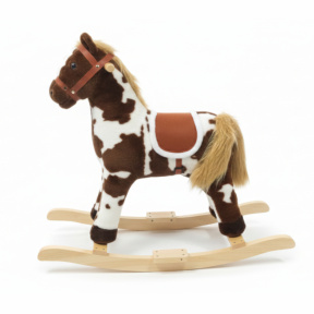 Лошадка-качалка, бело-коричневая