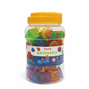 Set de 60 de blocuri geometrice transparente într-un borcan