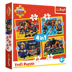 Puzzle Trefl "4в1" - Firefighter on call / Fireman Sam