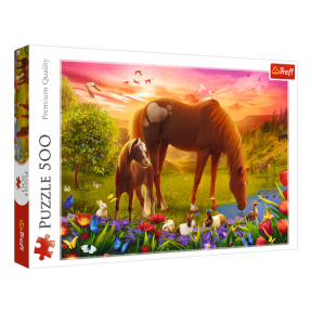 Puzzle "500" - "Horses in the Meadow"