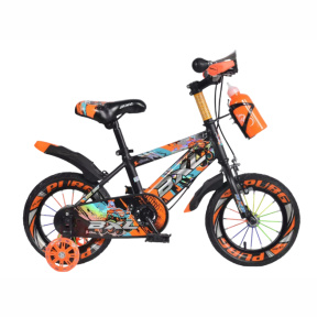 Bicicletă pentru copii cu 4 roți, 14 inch, portocalie