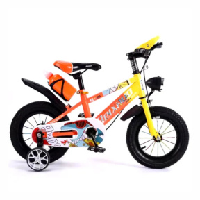 Bicicletă pentru copii cu 4 roți, 16 inch, portocalie