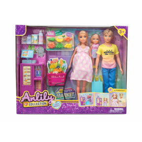 Семья из 3 кукол с набором "Супермаркет"