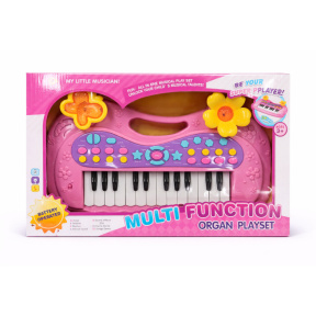 Электронный синтезатор розовый с цветочками