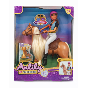 Кукла 11,5" для верховой езды, подвижная, с лошадью
