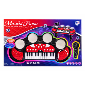 Электронное пианино с микрофоном, свет, звук