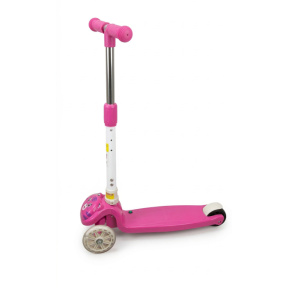 Trotinetă pentru copii cu 3 roți, pliabilă, cu roți luminoase, roz