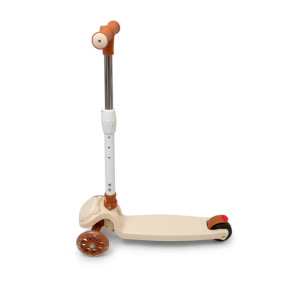 Самокат детский 3-х колесный, складной со светящимися колесами, бежевый