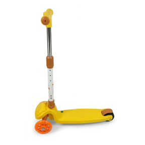 Trotinetă pentru copii cu 3 roți, pliabilă, cu roți luminoase, galbenă