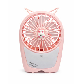 Портативный электрический вентилятор с зайцем, розовый