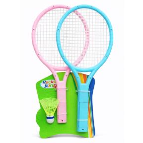 Badminton cu rachete luminoase, roz-albastru