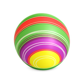 Мяч резиновый 9", в полоску, разноцветный