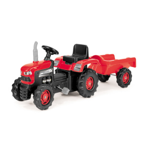 Tractor cu pedale cu remorcă DOLU roșu